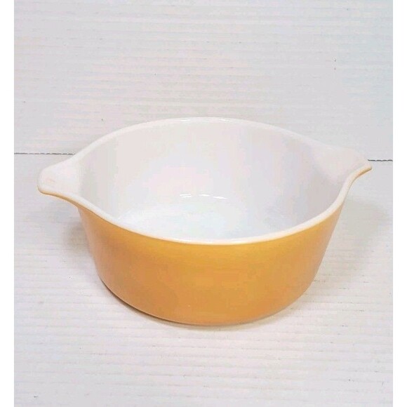 Vintage Pyrex Old Orchard 472 Orange Casserole Dish Brown 1.5 Pint Serving Bake - Picture 1 of 6